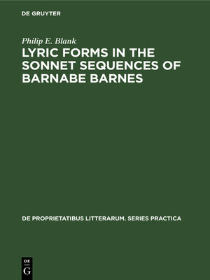 cover image of Lyric forms in the sonnet sequences of Barnabe Barnes